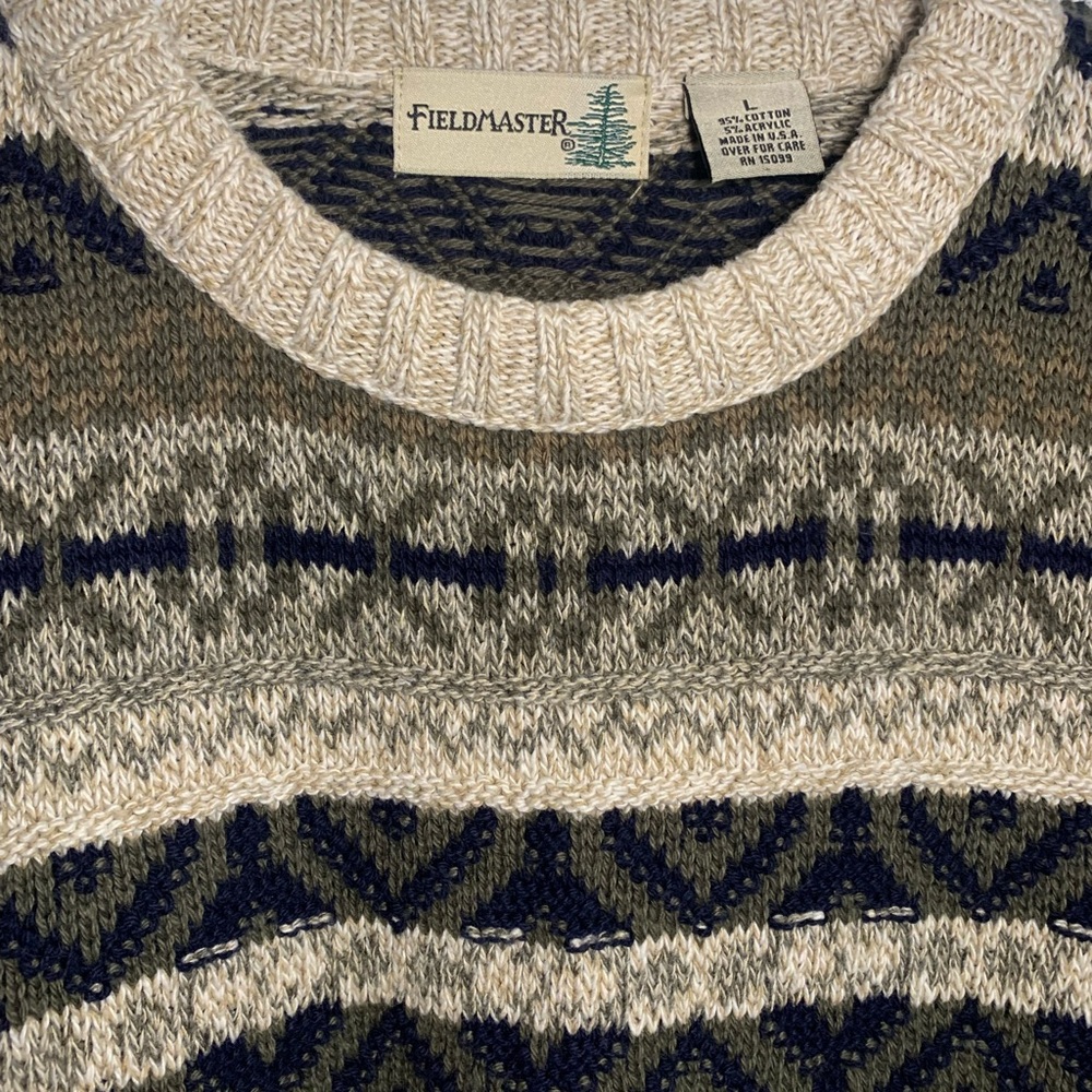 Vintage 90s Fieldmaster Nordic Knitted Men’s Pull Over Sweatshirt Size Large USA - Picture 3 of 8